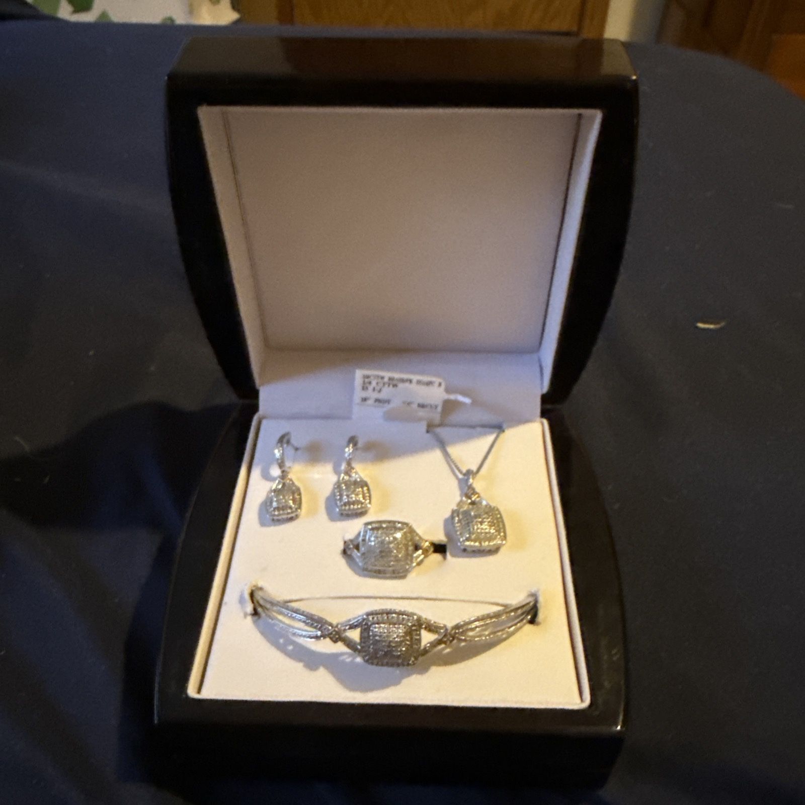 4-Piece Jewelry Set With 1/4 CTTW Diamonds In Brass Settings