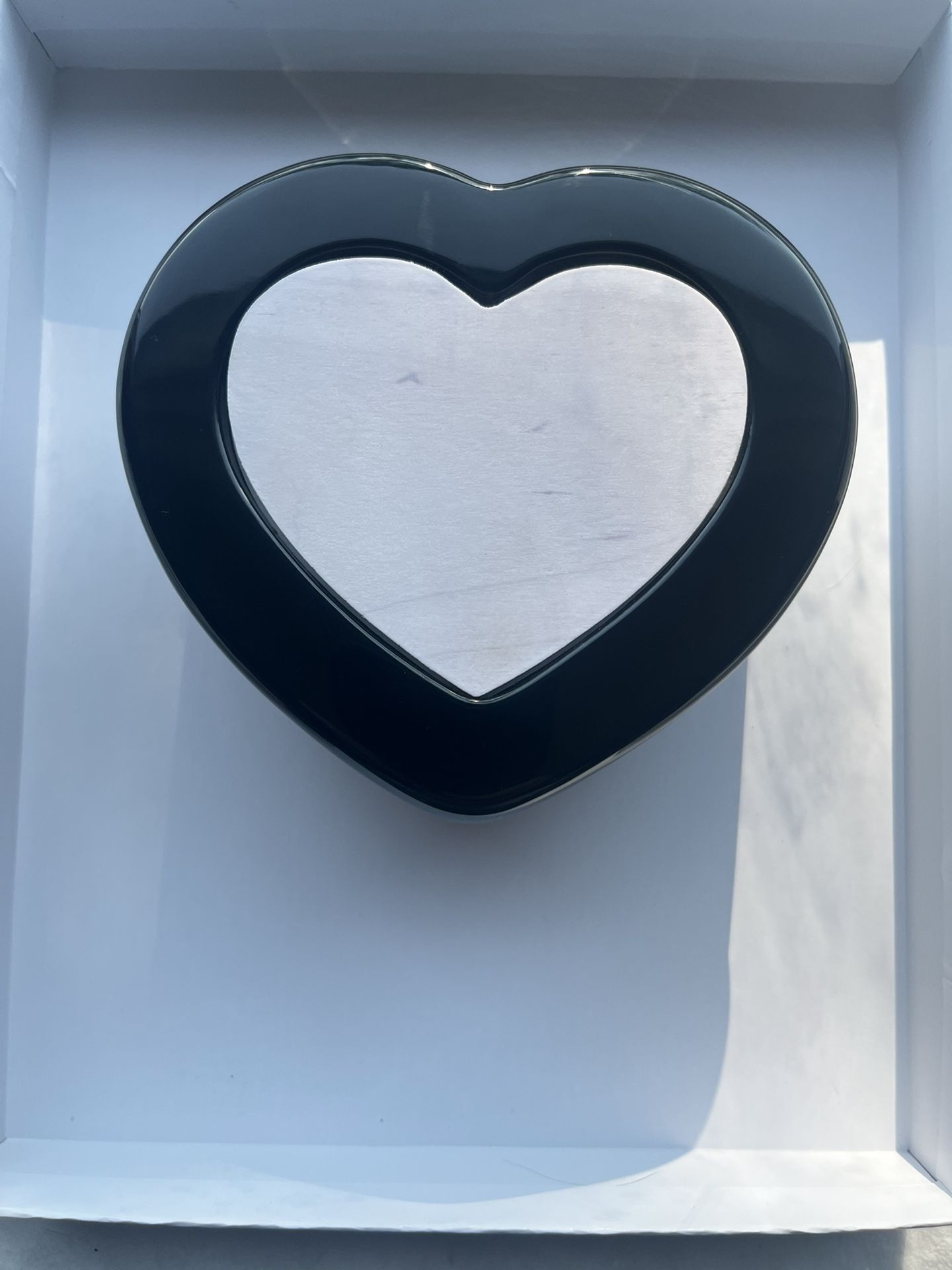 Black Heart Shaped Wood Box With Wood Insert