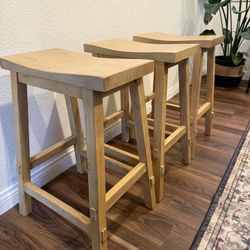 3 Solid Wood Stools 24” Height