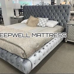 New King Bed Frame With Mattress 