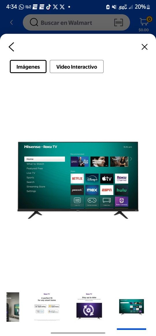 Tv 50" HISENSE ROKU 4K UHD