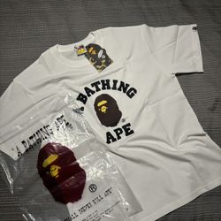 Bape white and black tee 