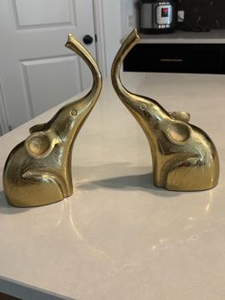 Brass Elephant Bookends Set of 2
