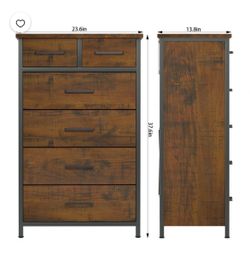 6-Drawer Industrial Dresser 23.6 x 13.8 x 37.6in