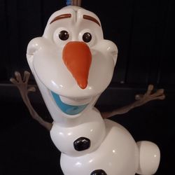 Disney Parks Olaf Sipper Cup With Straw 10" Tall.