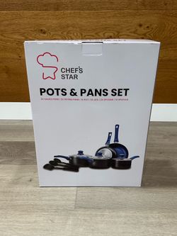 Chef’s Star 11-Piece Nonstick Cookware Pots & Pans Set Blue New in Box