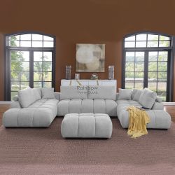 Oversized Lounge Style U-Shape Modular Double Chaise Sectional Sofa Couch with Ottoman