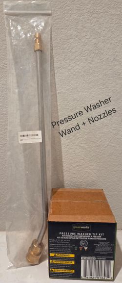 NEW 4Pc Pressure Washer Nozzle Tip Kit - Includes 0° 25° 40° Soap Nozzles + Pressure Washer Curved Wand - Auto Detailing Supplies - Info Below