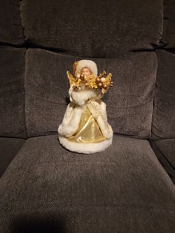 Beautiful Porcelain Angel Topper Face/Hands Are Porcelain.