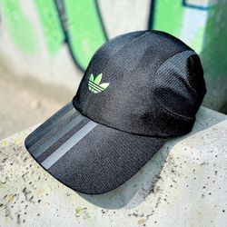 Adidas Unisex Teamgeist Three Stripes Black Neon Green Baseball Cap OSFM