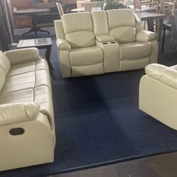 3pieces Sofa, Love Seat And Chair Reclining Set