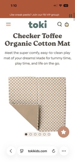 Toki Checker Toffee Organic Cotton Mat -Mega 55x55