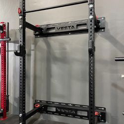 BRAND NEW Folding Squat Rack, Wall Mounted, Olympic Weights, Bumper Plates, Bench Press, Gym Mats, Rubber Flooring, Barbell 