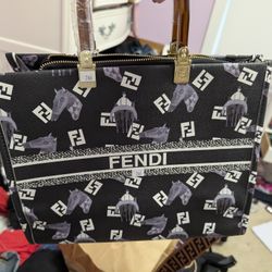 Fendi Double F Tote Bag With Horses