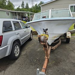 Boat With Running Motor, 2 Outboard Motors