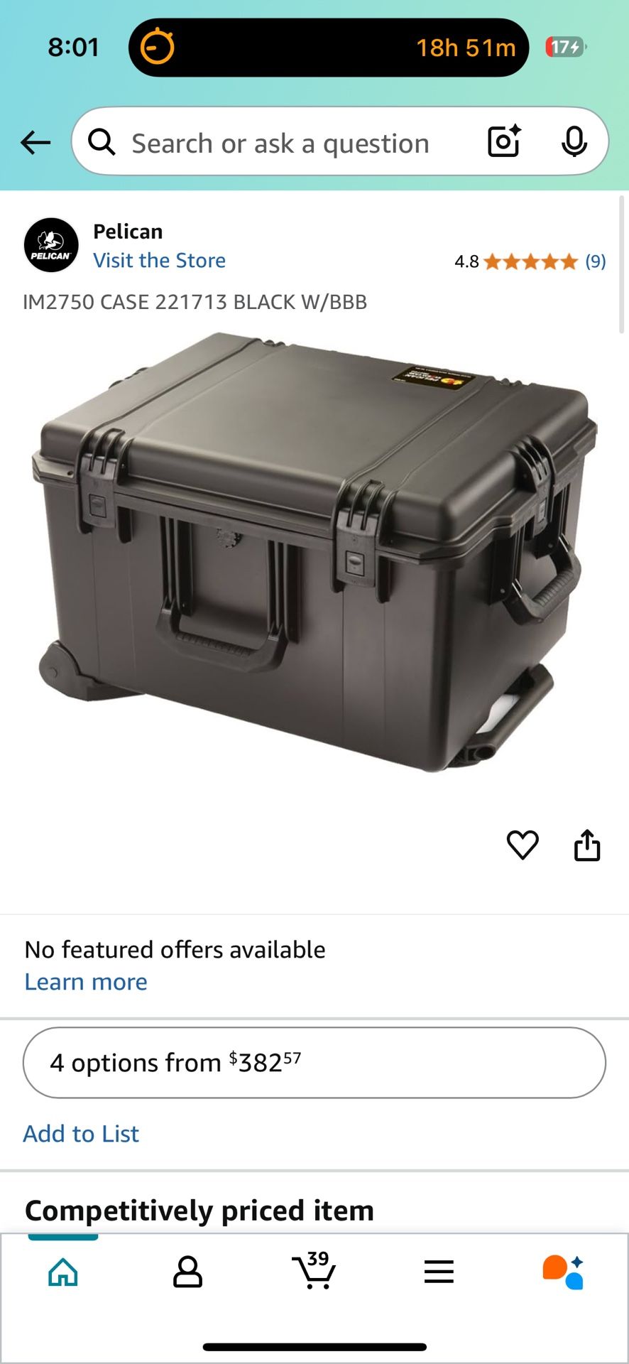 Pelican Case Storm Water Im2750 proof Protective Hard Shell Cases 1560 Roller 1500