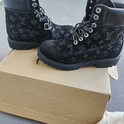 Men’s Black Monogram LV/Timberland Boots