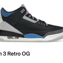 Jordan 3s OG Retro Black & Red.size 9.5