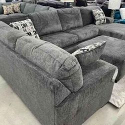 Ashley Smoke & Platinum Sectional Oversized Couch Brand New 