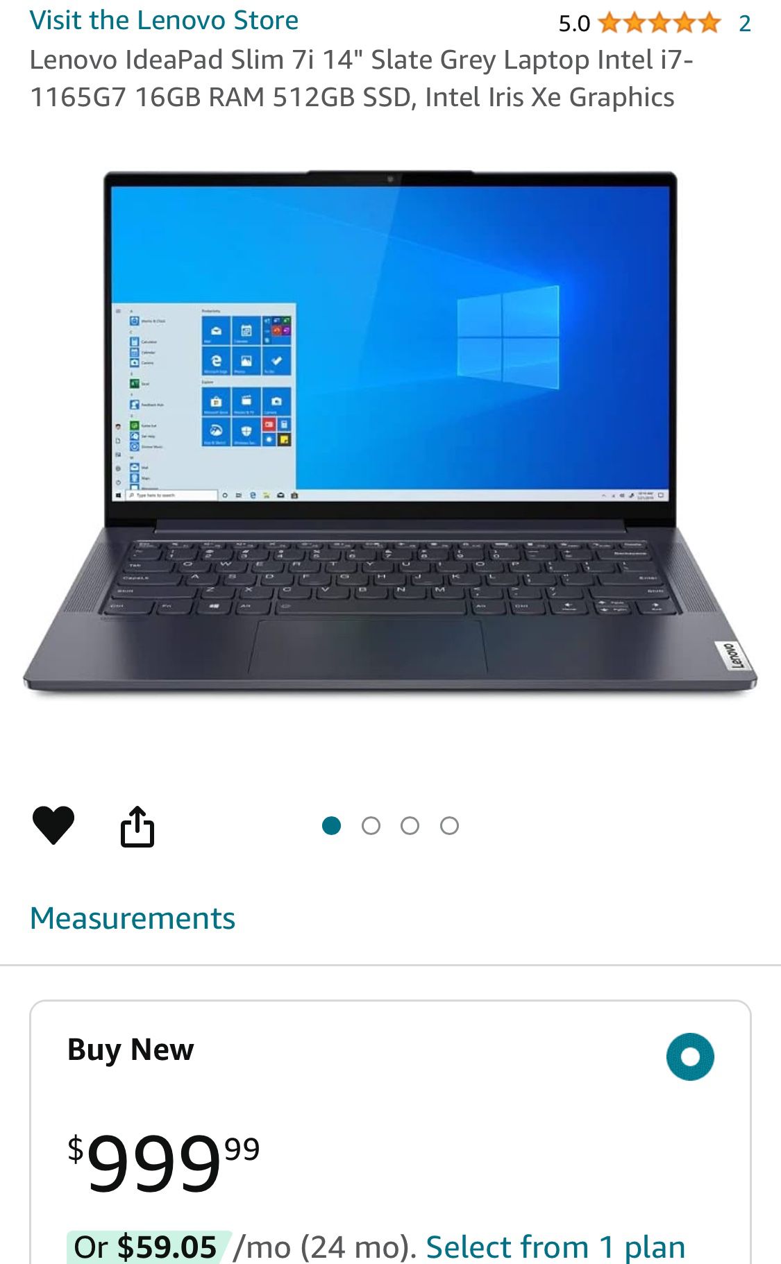 Lenovo IdeaPad Slim 7i 14" Slate Grey Laptop Intel i7-1165G7 16GB RAM 512GB SSD, Intel Iris Xe Graphics $999