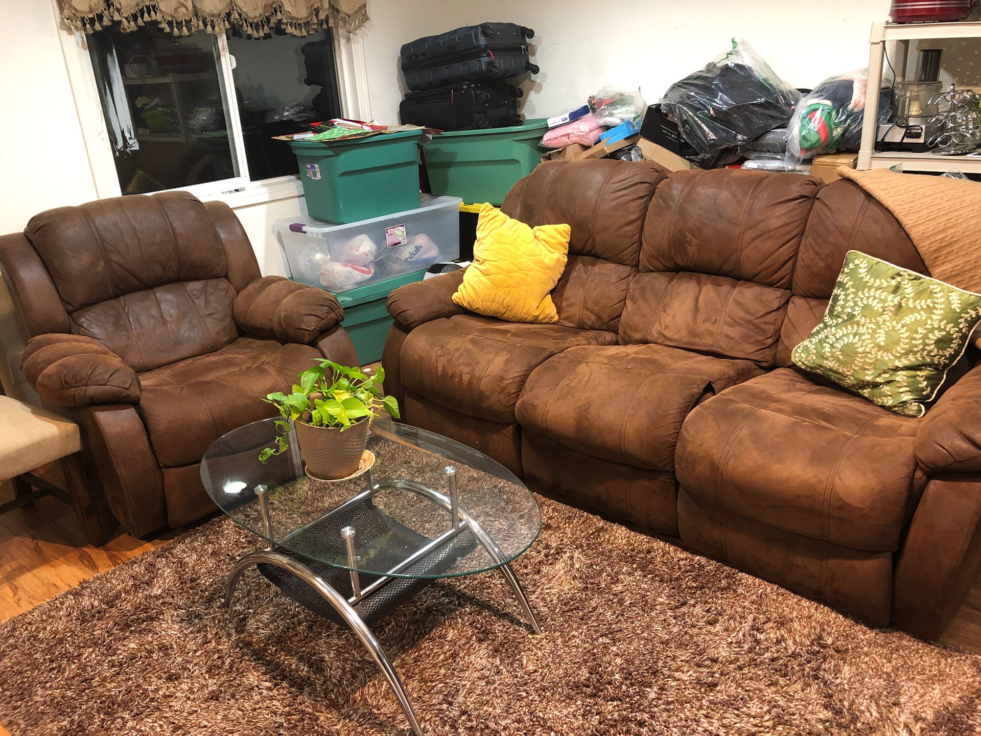 Recliner chair And sofa Brown color