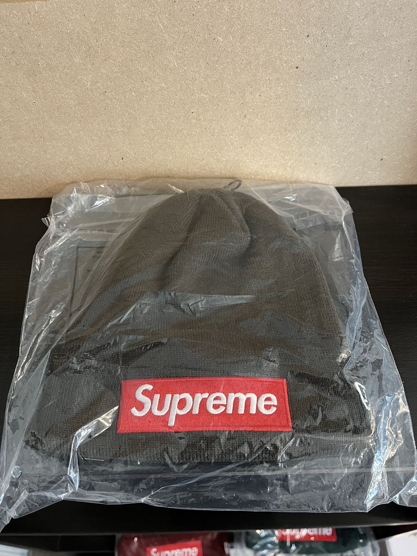 DS Supreme x New Era Box Logo Beanie Brown