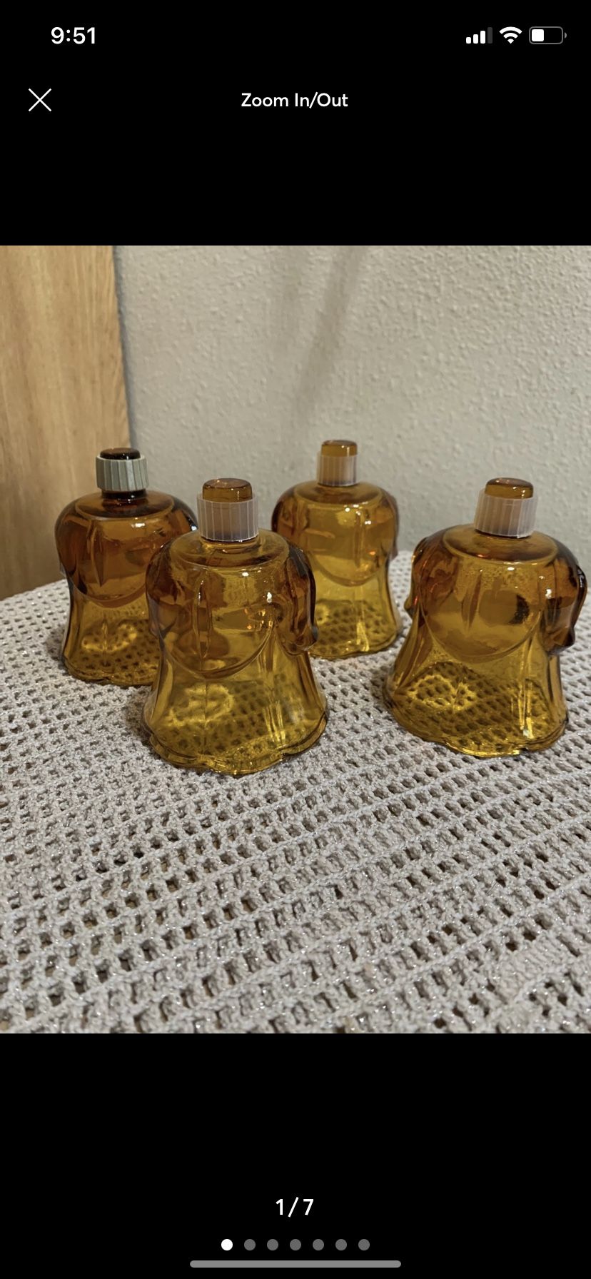 Vintage Homco Amber Gold Glass Tulip Peg Votive Candle Holder Cup Sconc Set Of 4