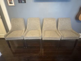 Set of 4 Modern Upholstered Dining Chairs – Gray/Beige – $325 OBO