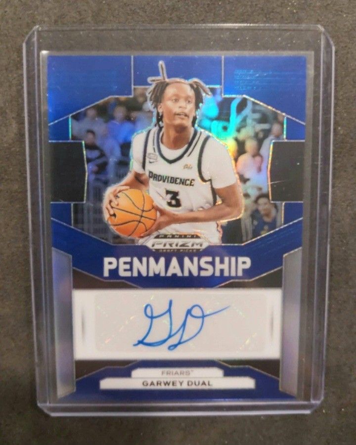Really Nice 2024 Panini Prizm Draft Garwey Dual Penmanship Blue Prizm Autograph And Numbered # 094/149...