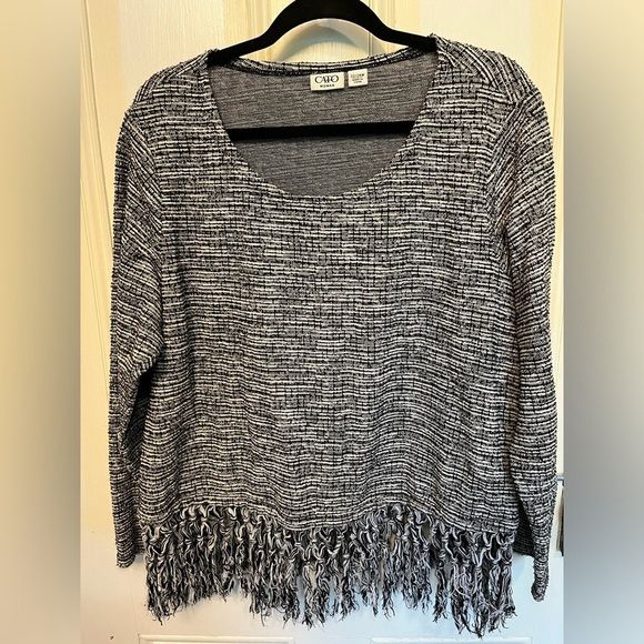 Cato Long Seeve Scoop sak Fringe Sweater Size 22/24