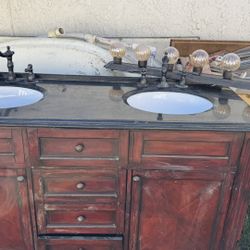 60’ Double Bathroom Cabinet  with The Faucets And  , 