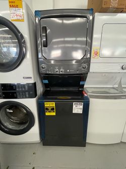 New Ge 27” 3.8 Cu Ft Washer and Dryer Gas Stackable