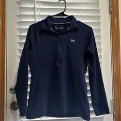 Under Armour Coldgear Blue Sweater, 1/4 zip, Size Small, long sleeve, athletic