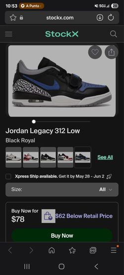 Jordan Legacy 312 Low Black Royal Used Size 11