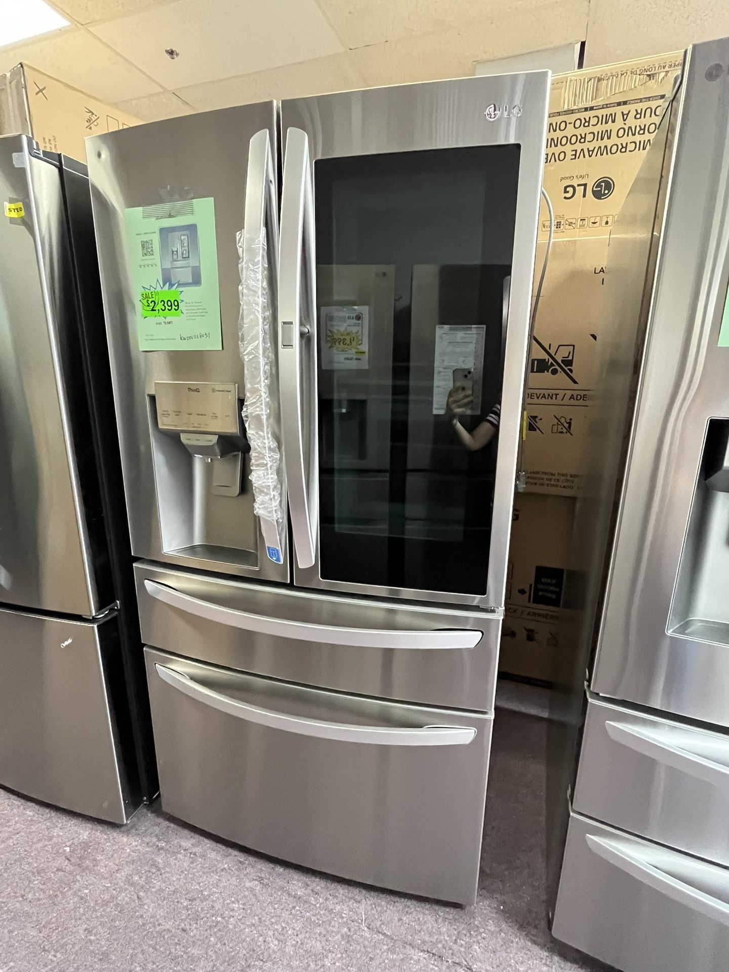 Refrigerator Stainless Steel LG W/ Ice Water 36’wide Fridge