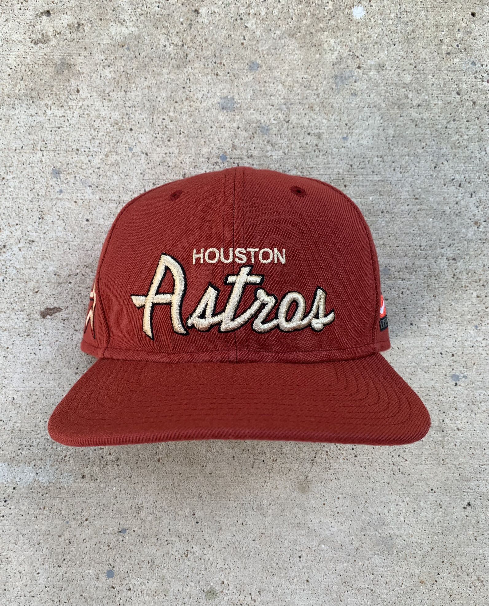 Y2k Houston Astros Brick Red Script Snapback