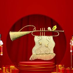 E.C. Philippines 1998 Capiz Shell Trumpet Ornament Christmas Nutcracker, 5”