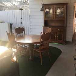 Dining Room Set. Table Chairs Hutch