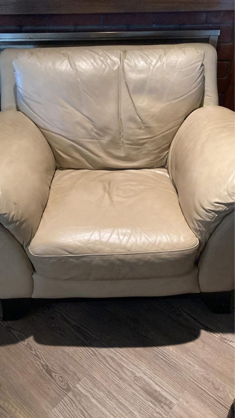 FREE! Genuine Leather Chair And Ottoman 