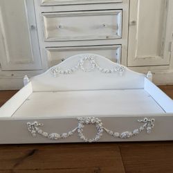 Shabby Chic Large One Of A Kind Wooden Pet bed For Dog Or Cat with Vintage Style Rose Appliqués - Farmhouse     