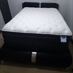 Queen Size Mattress, Box Spring And Frame 