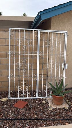 White Wrought Iron Security Gate Double Panel