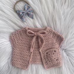 Crochet Newborn Baby Girl Sprung Cardigan