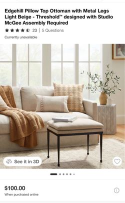 New Beige Ottoman black metal legs
