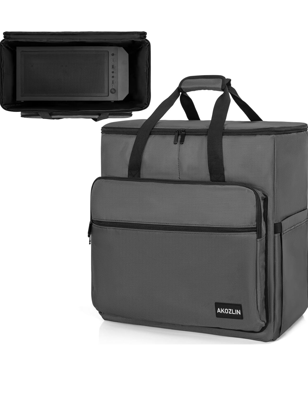 AKOZLIN Rolling Desktop Gaming Computer Tower PC Carrying Case with Detachable
