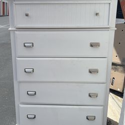 White Wooden Dresser With Fold Up Mirrored Top