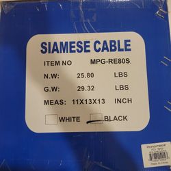 RG-59/U Siamese Coax Cable, Solid Copper Core, 18 AWG, 500ft CCTV Cable