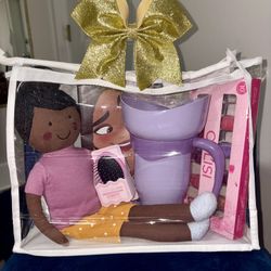 Little Girl’s Holiday Gift Bundle – Doll, Snack Cup, Coloring Fun & More |