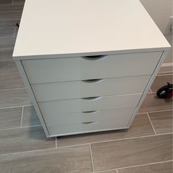 5 drawer wheeled wooden cart