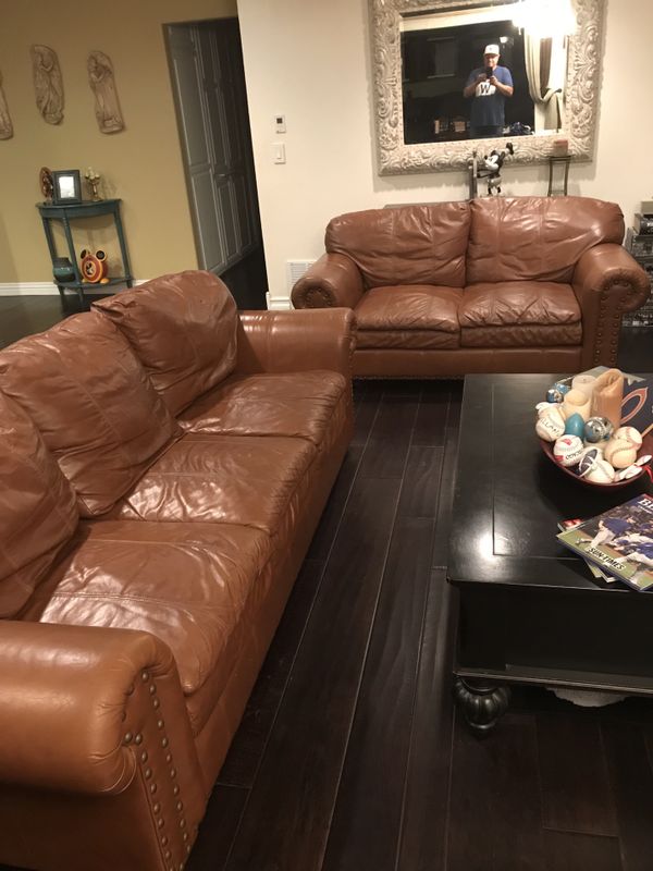 Brown All Leather Spanish Sofa Bed And Love Seat In Great Condition For Buena Park Ca Offerup